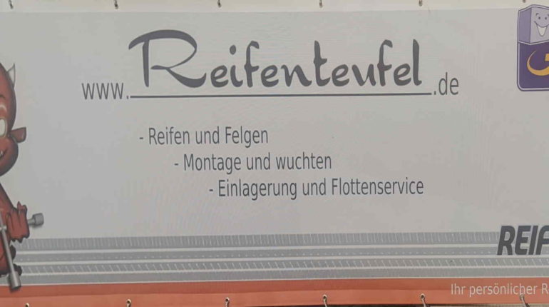 Werbebanner von Autowerkstatt Reifenteufel in Bosenheim